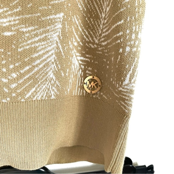 Michael Kors Two Piece Knit Set Tank Top And Skirt In Khaki & White Size L NWT - Picture 4 of 9